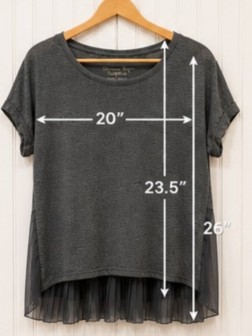 American Eagle Outfitters Gray Chiffon Pleated Hem Top Size Small Boho - Picture 3 of 4